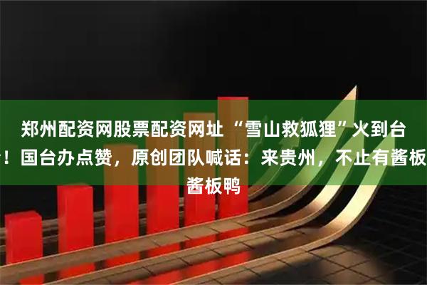 郑州配资网股票配资网址 “雪山救狐狸”火到台湾!国台办点赞,原创团队喊话:来贵州,不止有酱板鸭